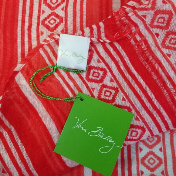 VERA BRADLEY NWT Womens Red White Print Scarf - Picture 5 of 5